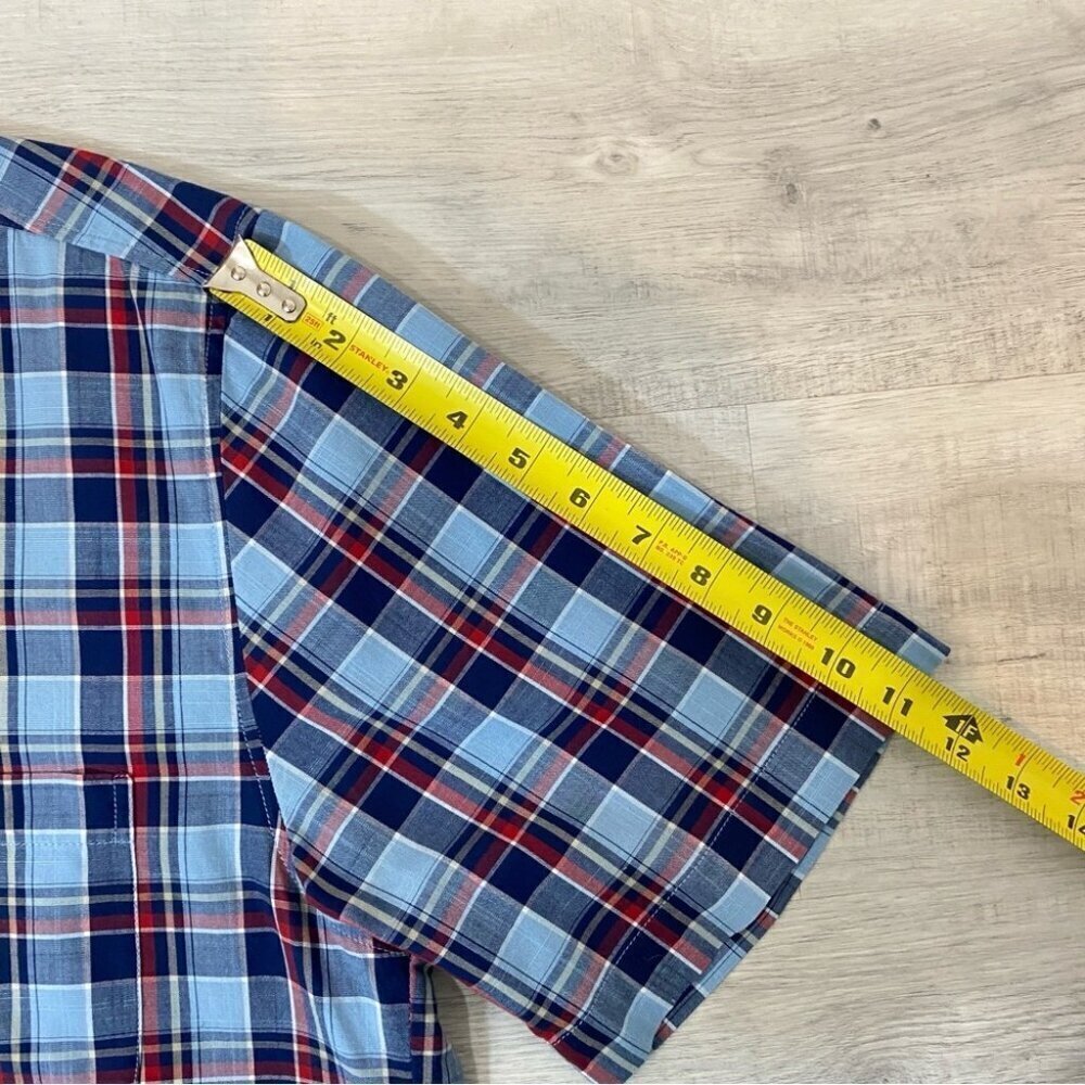 Haupt Regular Fit Short Sleeve Dress Shirt - Neck 16.5 41/42 Blue Plaid - Picture 13 of 17